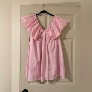 Pink Ruffled Mini Dress